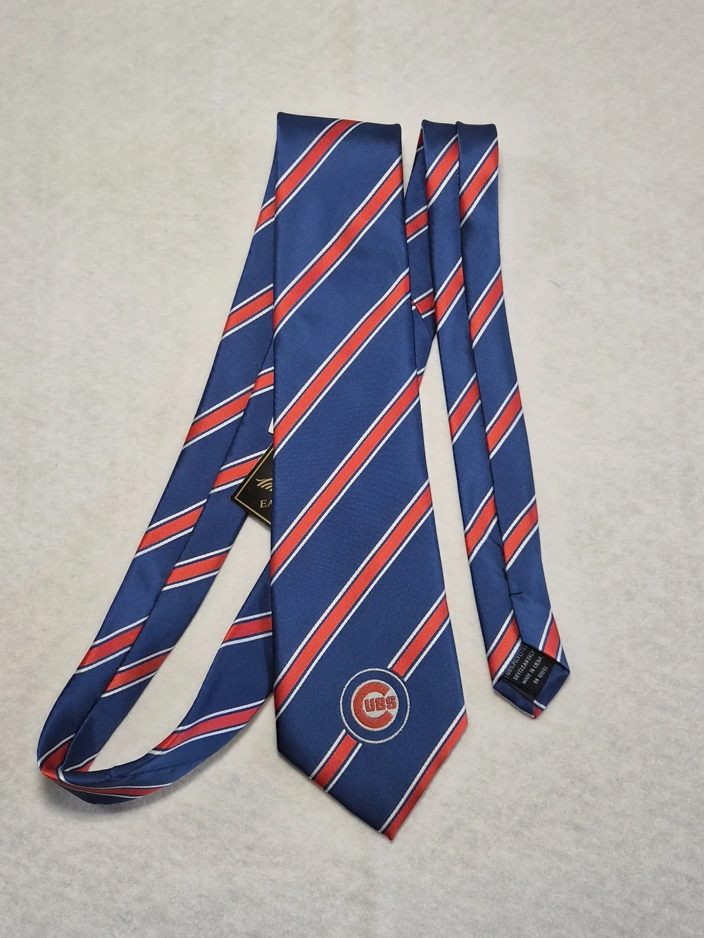 MLB Navy Blue Red and White Diagonal Stripe Tie